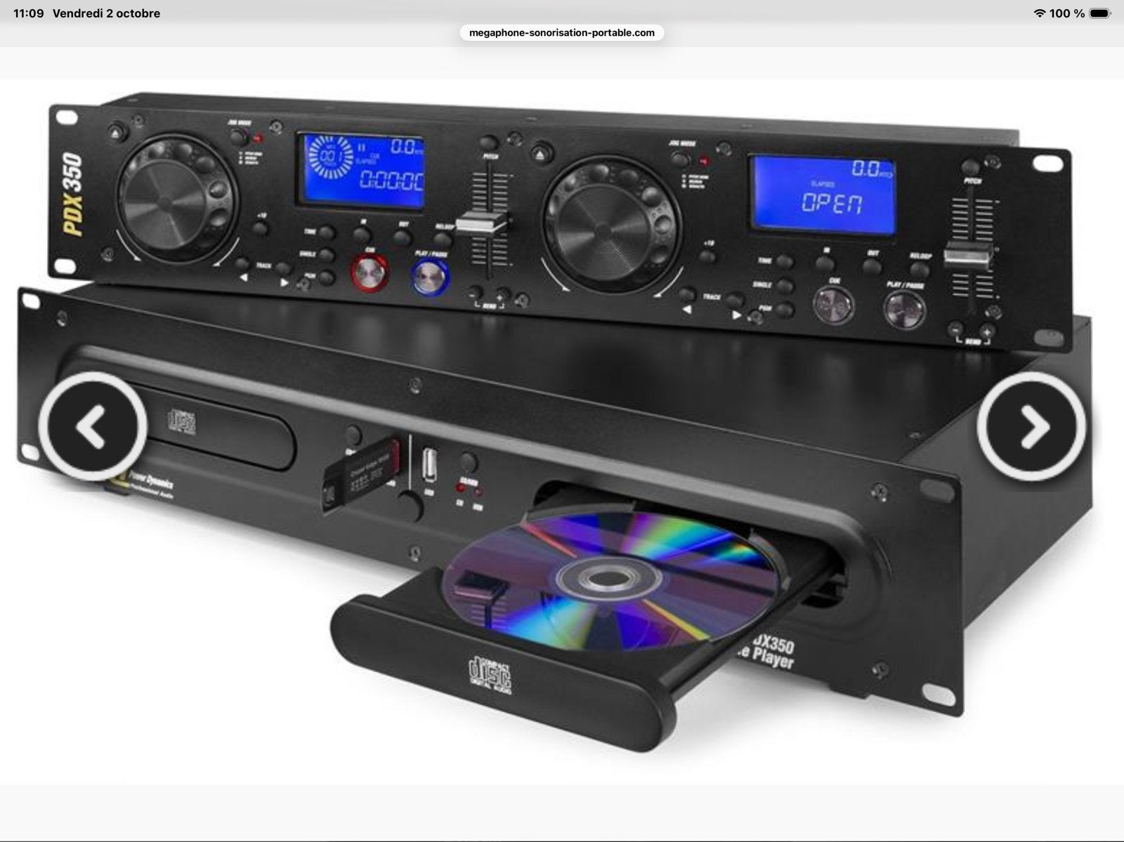 Power Dynamics PDX350 Double Lecteur CD MP3 USB, TV, Hi-fi & Vidéo, Enlèvement ou Envoi, Comme neuf