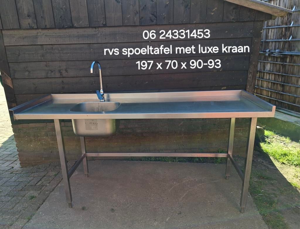 Rvs spoeltafel met nieuwe luxe kraan ( gelaste constructie), Huis en Inrichting, Keuken | Keukenelementen, Ophalen, 150 tot 200 cm