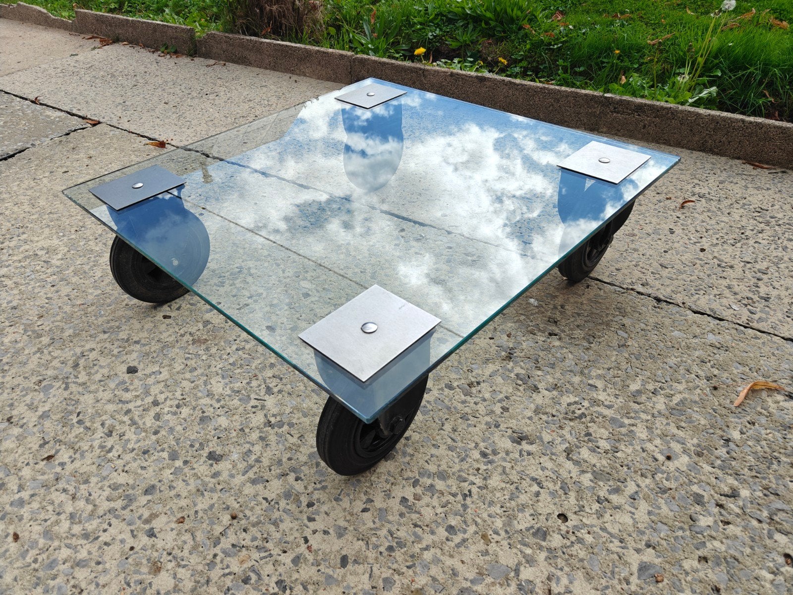 Table en verre, 50 à 100 cm, Carré, Verre, Enlèvement