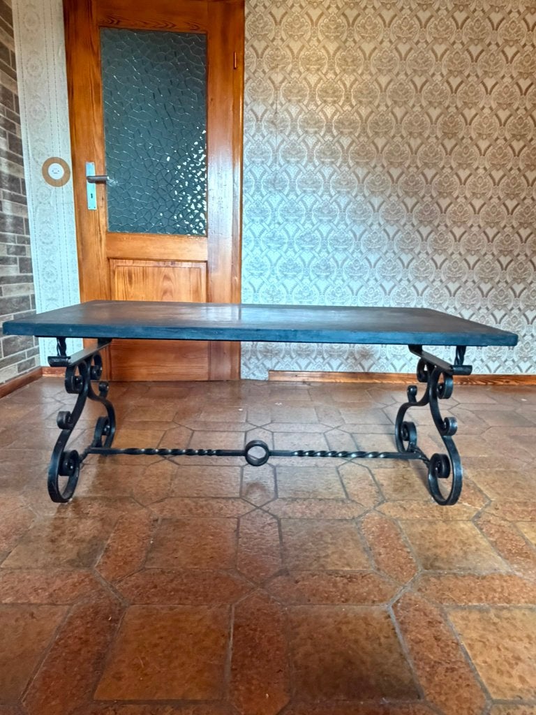 Table Fer Forge avec plaque en chiste., Enlèvement