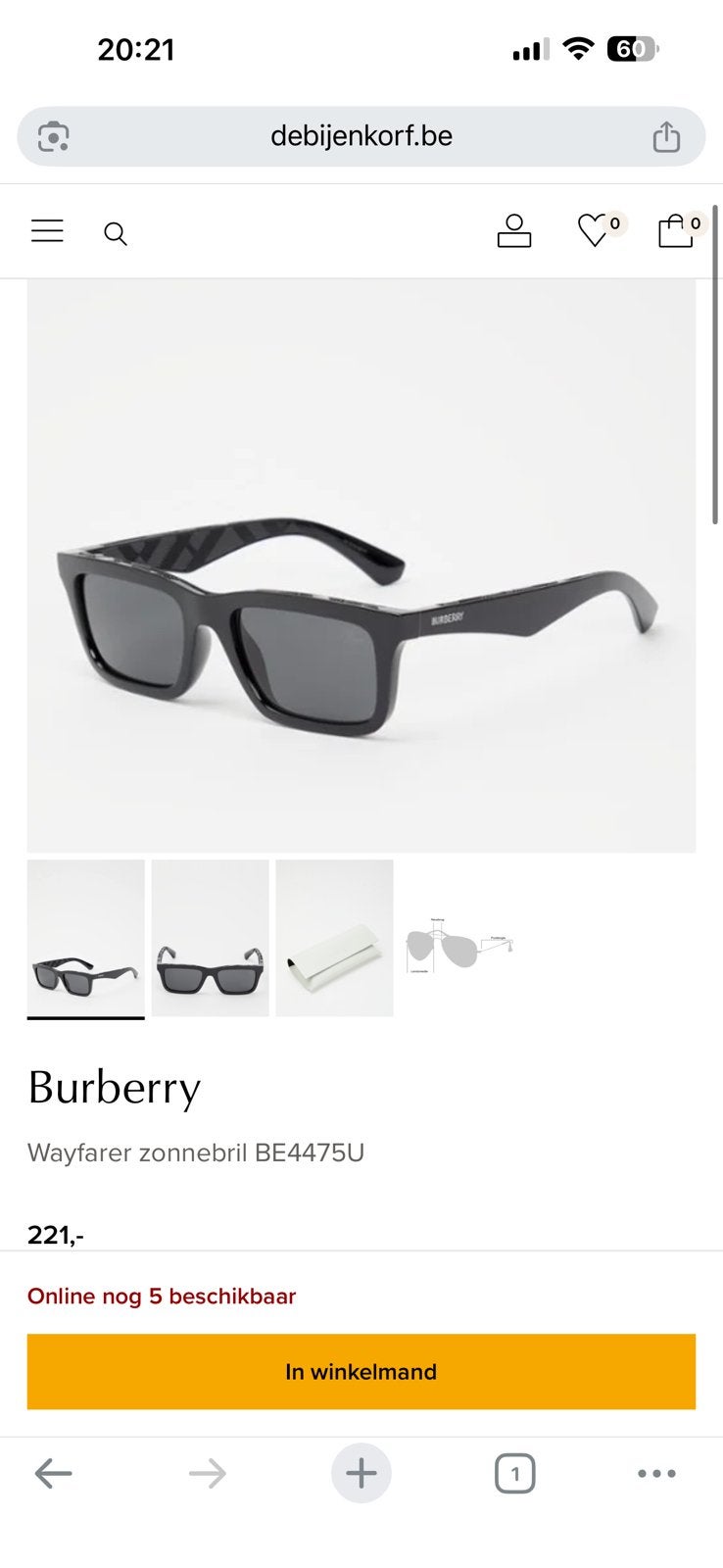 Burberry, Zonnebril, Zwart, Nieuw, Ophalen