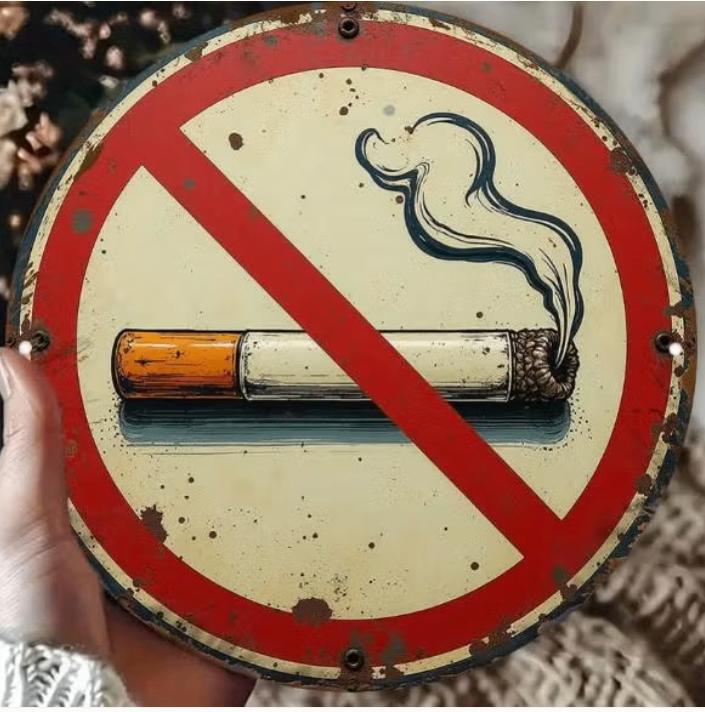 No smoking / Niet roken rond metalen bordje (20cm diameter)