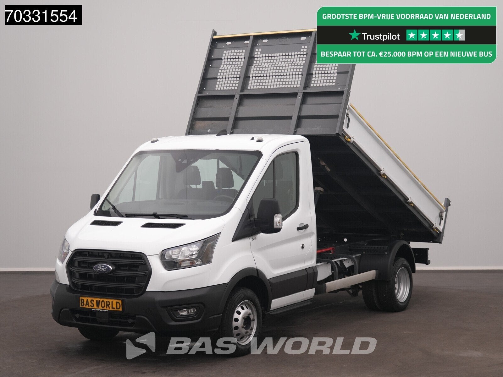 Ford Transit 165pk Kipper Dubbellucht 3,5t Trekhaak Airco Eu, Stof, 4 cilinders, Wit, Bedrijf