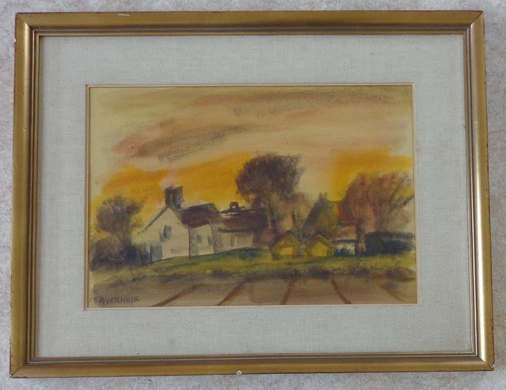 ALFONS VERMEIR / BOERDERIJZICHT / OLIEVERF / 57x70cm / KADER, Antiek en Kunst, Ophalen of Verzenden