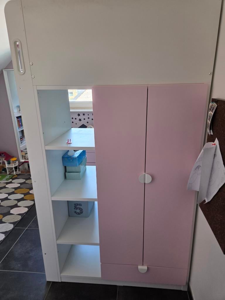 Ikea hoogslaper met bureau en kast, Kinderen en Baby's, Ophalen, Gebruikt, Lattenbodem