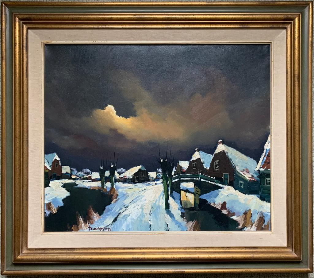 Winters dorpsgezicht – Toon Koster (1913–1989), Ophalen of Verzenden