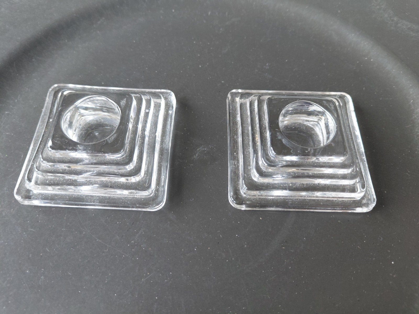 Jolie paire de bougeoirs en verre, Enlèvement ou Envoi, Verre