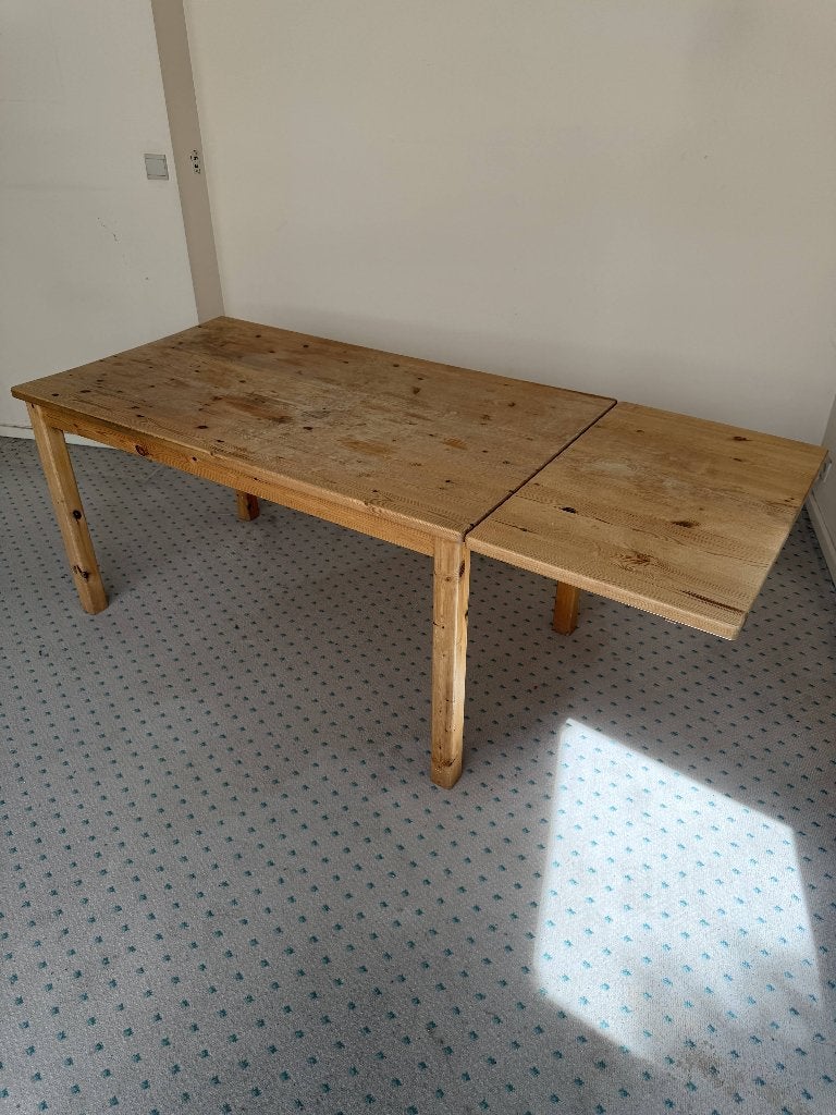 Grande table de ferme en sapin massif extensible 190 cm, Antiquités & Art, Enlèvement