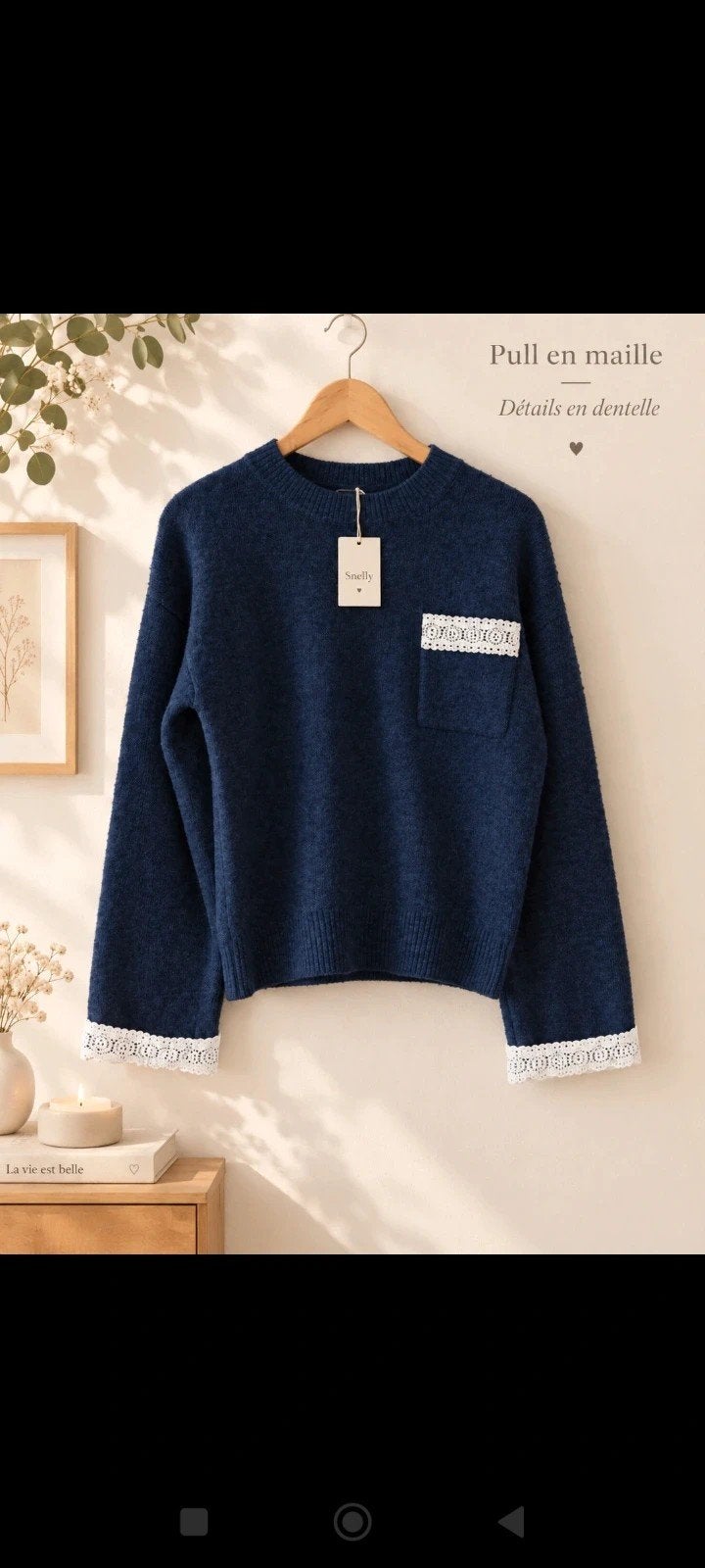 pull doudou bleu marine dentelle, Vêtements | Femmes, Enlèvement ou Envoi, Neuf, Bleu, Manches longues