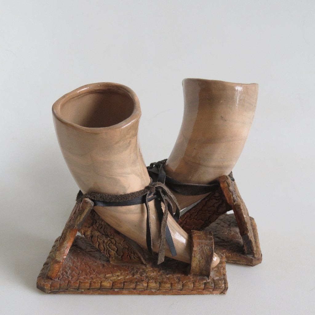 Paire de vases en corne en céramique, Enlèvement ou Envoi