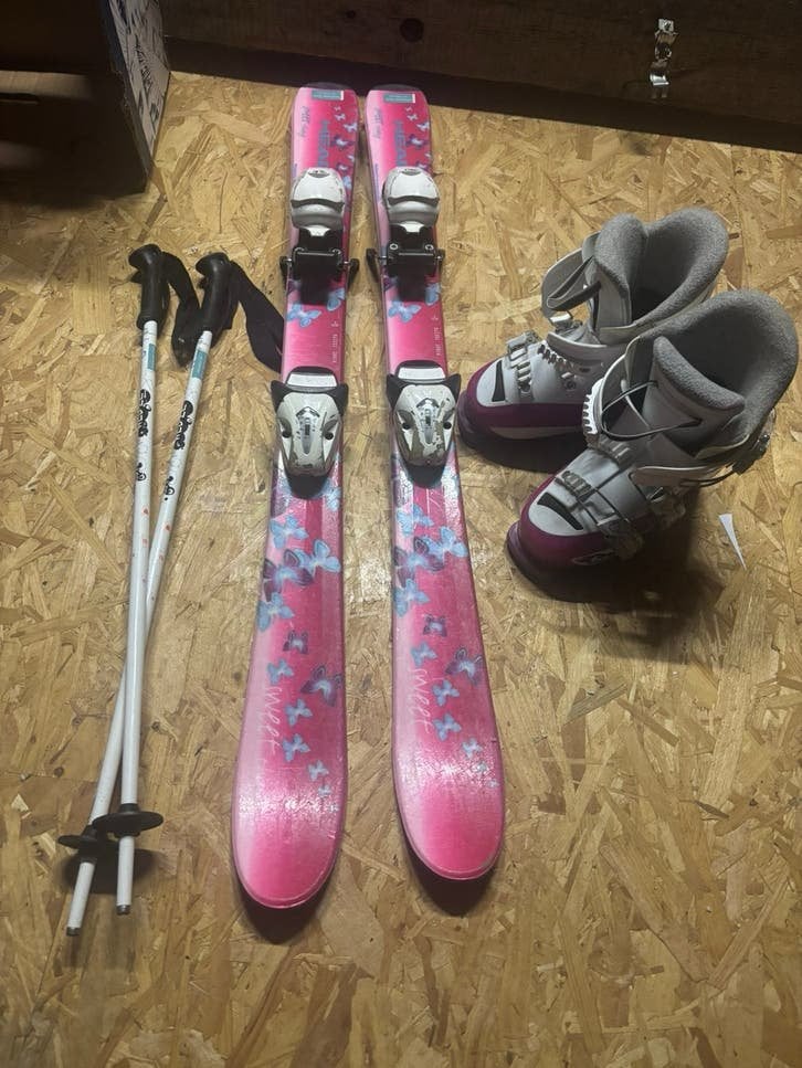 Ski’s head 97 cm + botten maat 19,5 + stokken, Sport en Fitness, Ophalen, Gebruikt, Stokken, Head