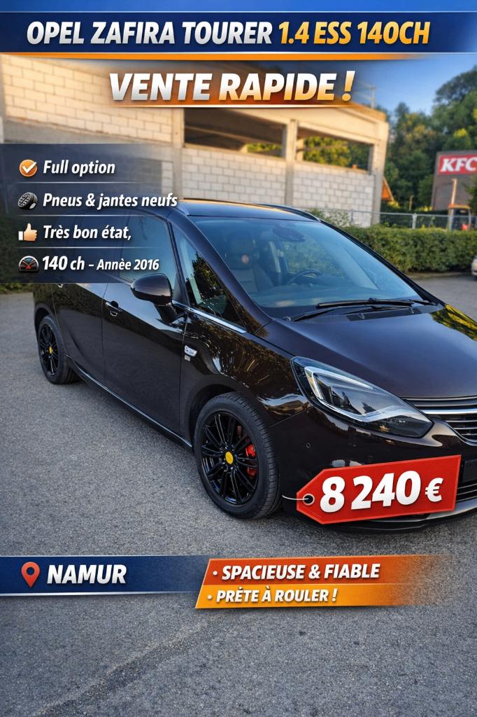 OPEL ZAFIRA - 2016 1.4 ESS 140 Chevaux, Auto's, Opel, Monovolume, Zwart, Leder, 5 deurs