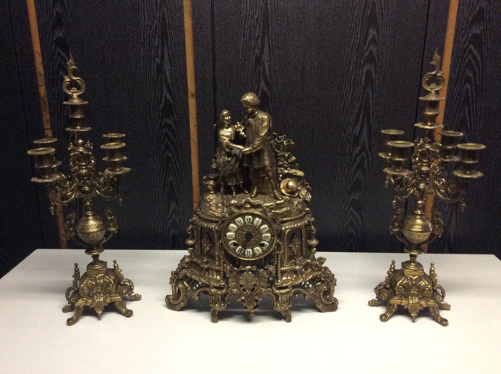 Italiaanse BREVETTATO Schouwgarnituur., Ophalen, Koper of Brons