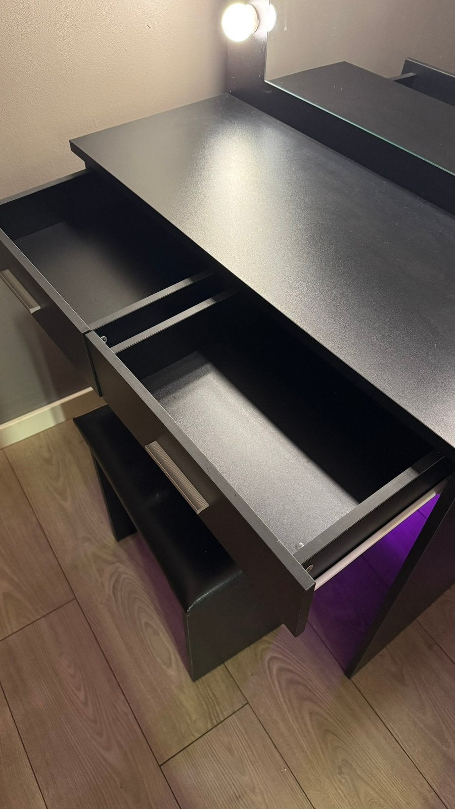 Zwarte Make-up tafel met led verlichting, Ophalen, Zo goed als nieuw