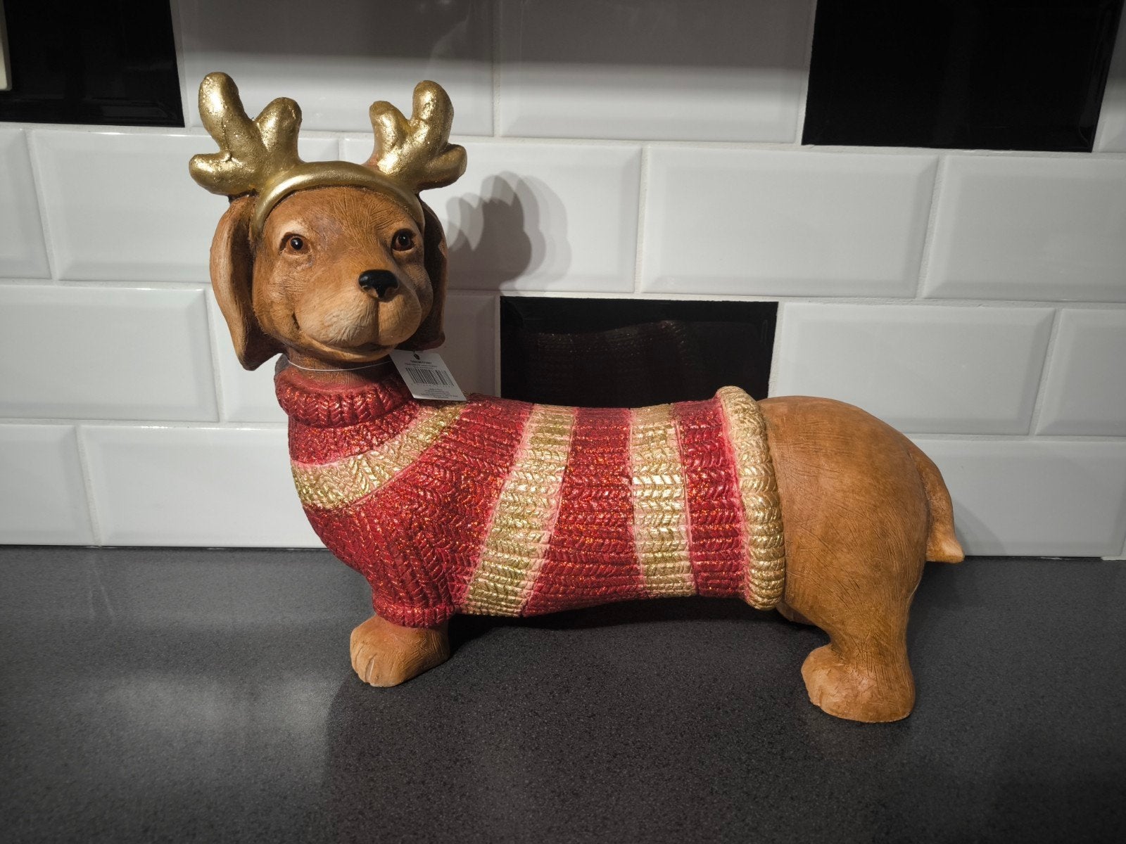 Nieuwe Grote kerst teckel 
Gewicht 3 kilo
Lengte 40cm
Hoogte, Enlèvement