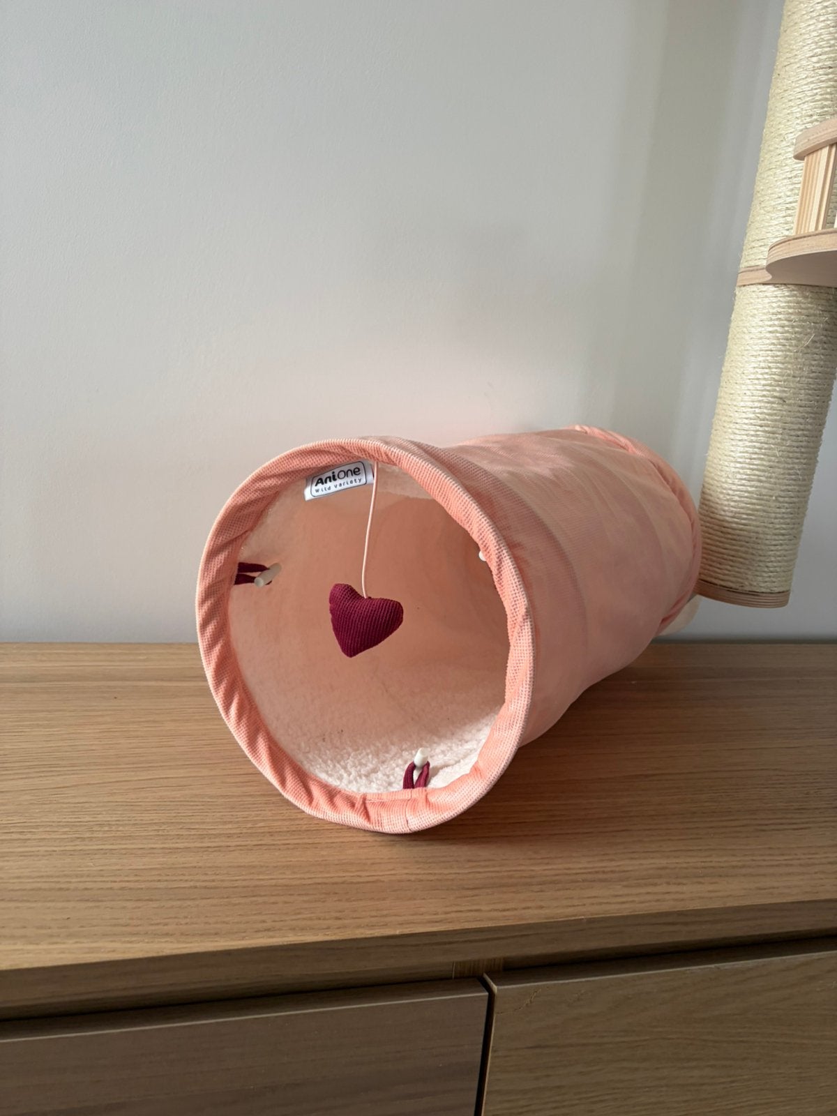 Kattentunnel AniOne roze met hartje, fleece, Ophalen, Gebruikt