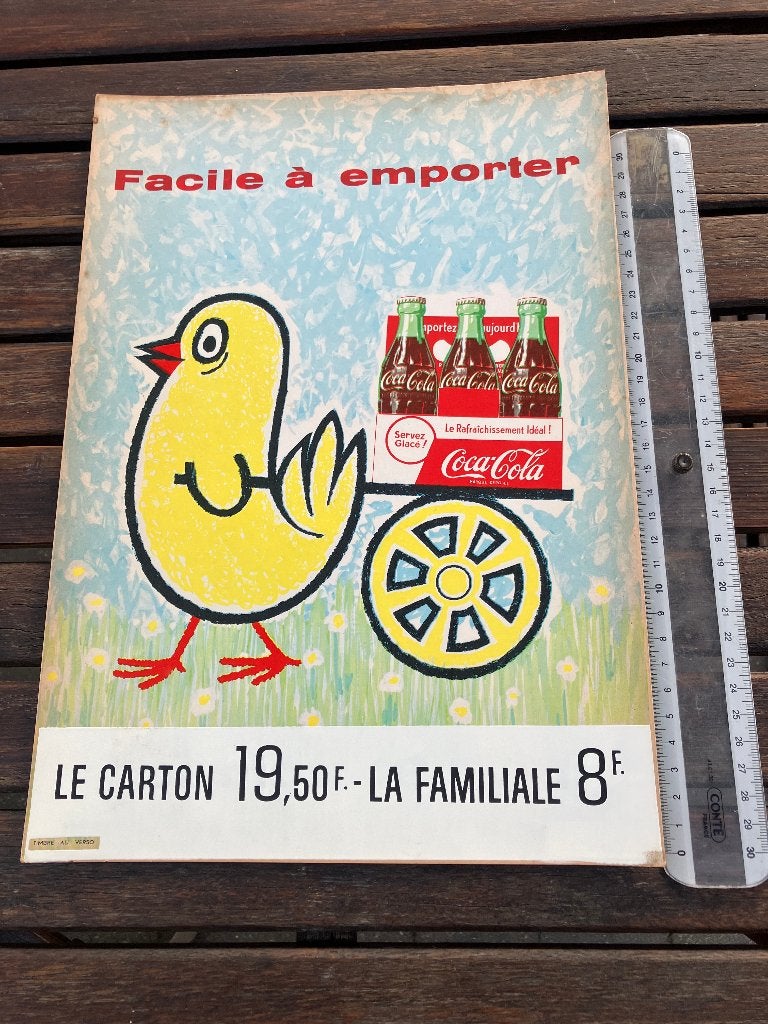 AnciennePLV carton publicitaire Coca Cola (50's 60's), Collections, Enlèvement ou Envoi, Comme neuf, Panneau publicitaire