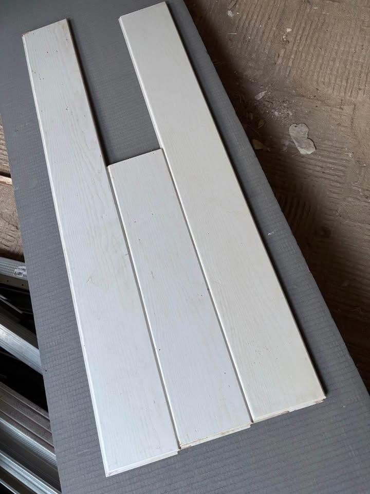 12m2 witte wand- & plafondpanelen, Doe-het-zelf en Bouw, Ophalen, Gebruikt, Hout, Minder dan 20 mm