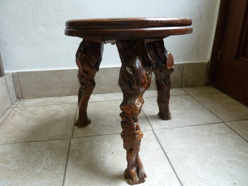 Bijzettafel of plantenstaander uit wijnranktak (3-poot)'50, Ophalen