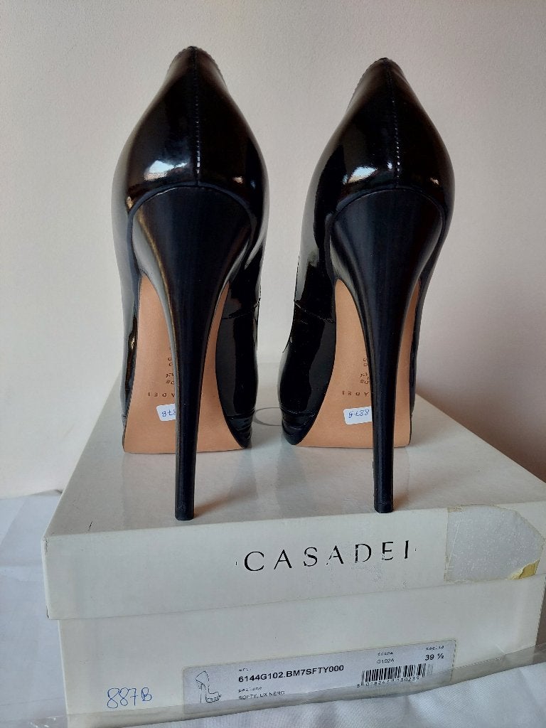 887B* Casadei - sexy luxe zwarte volledig leren pumps 39,5, Pumps, Verzenden, Zwart, Zo goed als nieuw