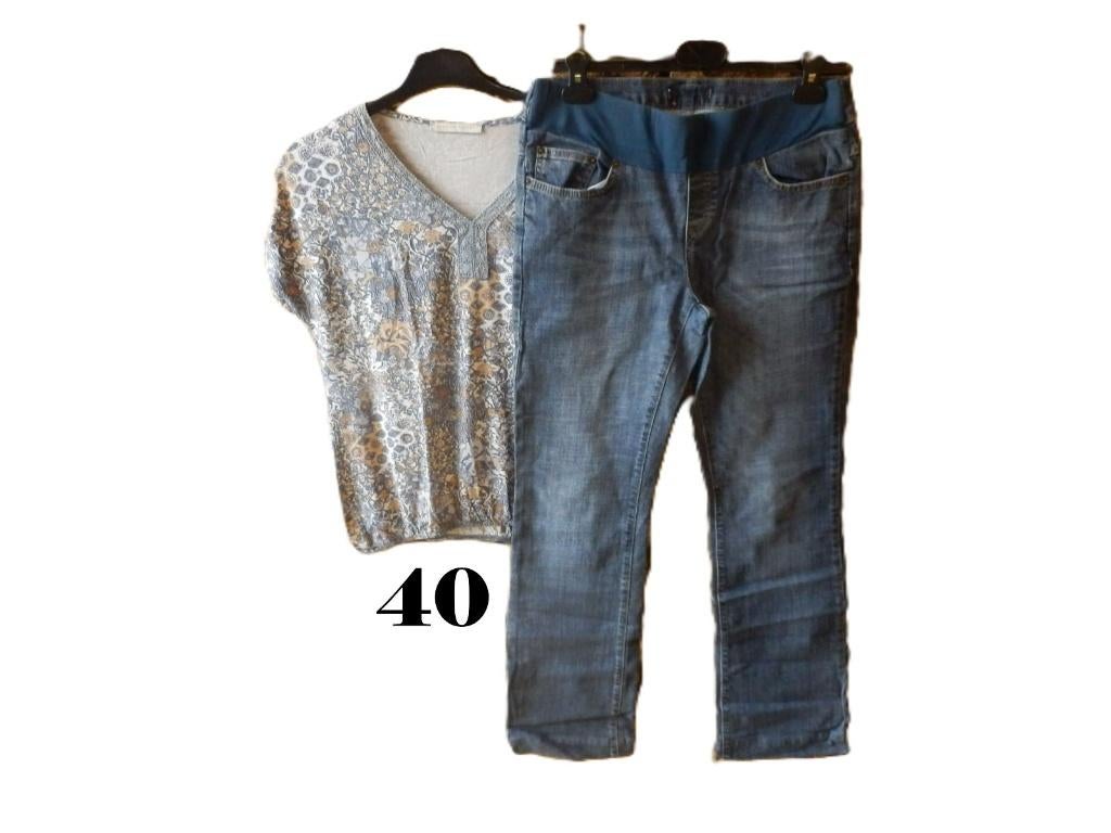 (7) - jeans femme t.40 bleu + blouse a. thiery bleu -, Kleding | Dames, Spijkerbroeken en Jeans, Ophalen of Verzenden, Zo goed als nieuw