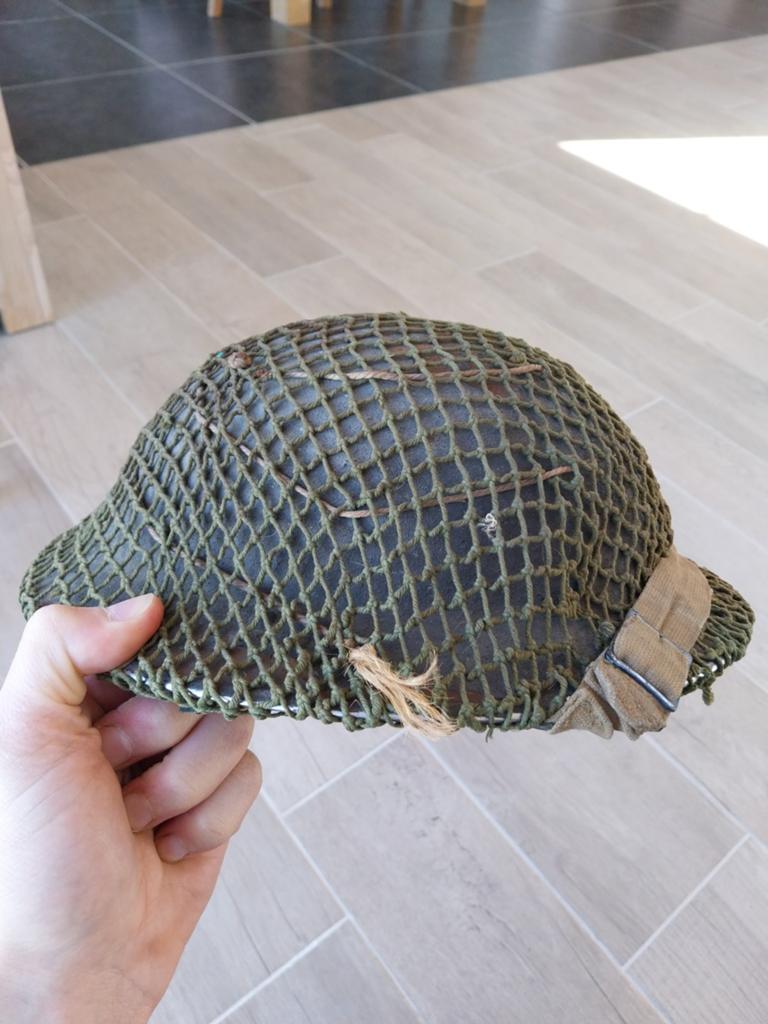 Casque britannique mk2 betoncamo ww2 1940 avec camonet, Collections, Enlèvement ou Envoi