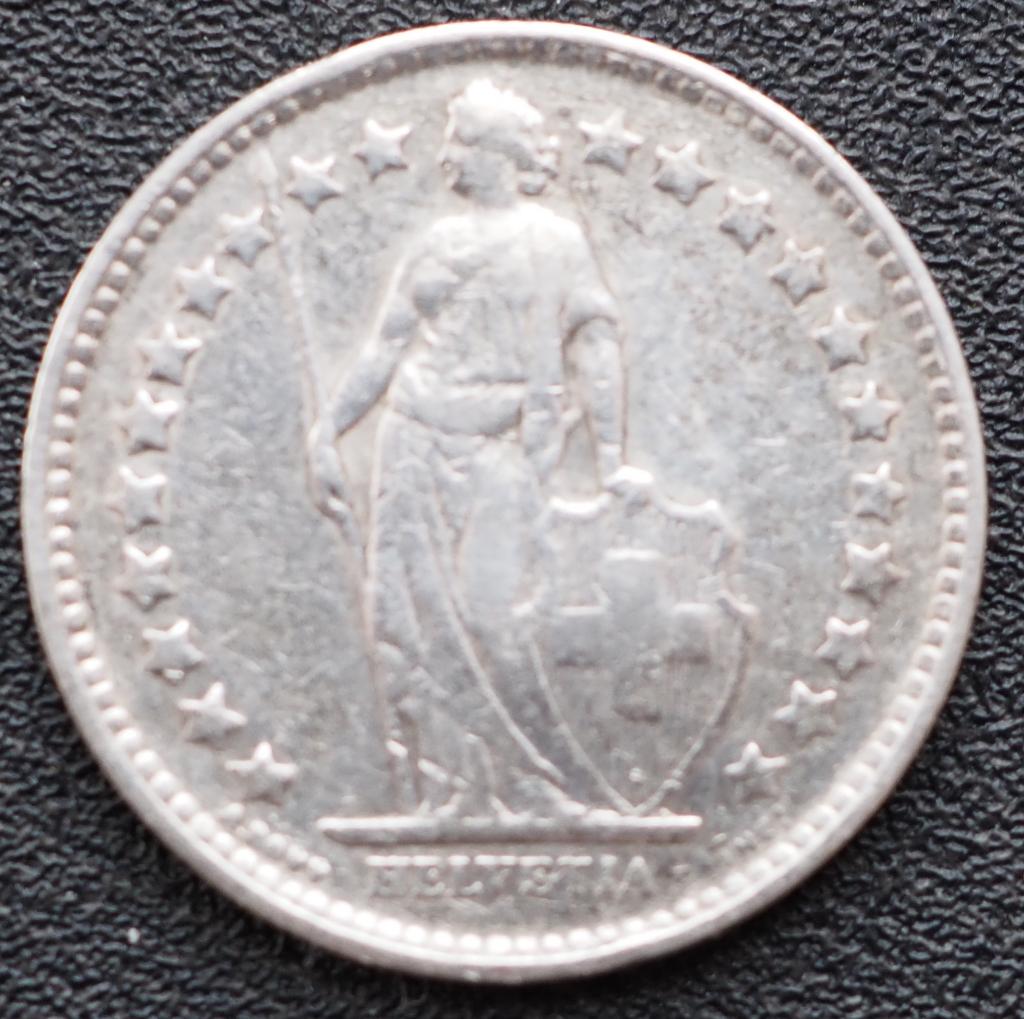 Zilveren ½ Zwitserse frank 1921, Ophalen of Verzenden, Overige landen, Losse munt, Zilver