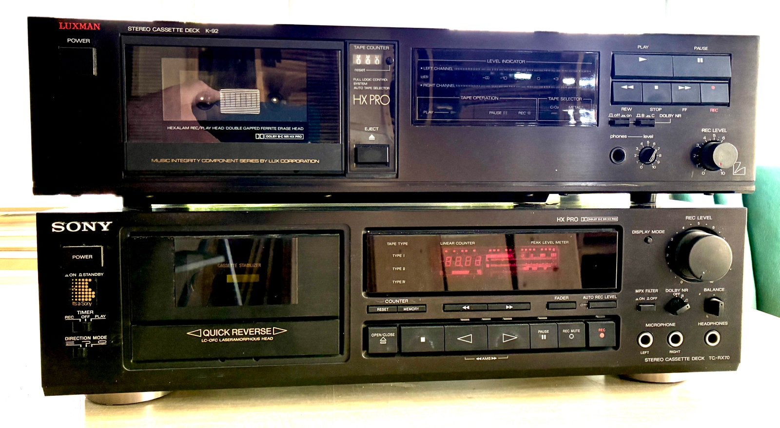 2 tape decks. Luxman K-92 + Sony TC-RX70 - te reviseren, Audio, Tv en Foto, Cassettedecks, Ophalen, Enkel, Sony