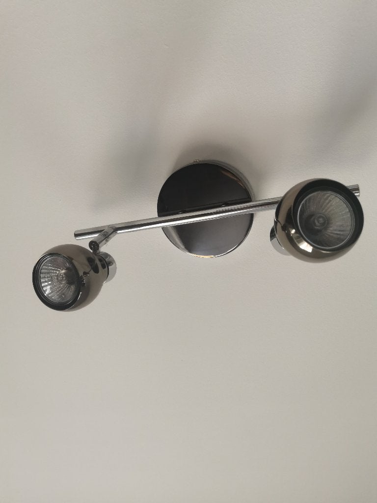 2 plafondspots, Huis en Inrichting, Lampen | Spots, Ophalen, Zo goed als nieuw, Metaal, Opbouwspot