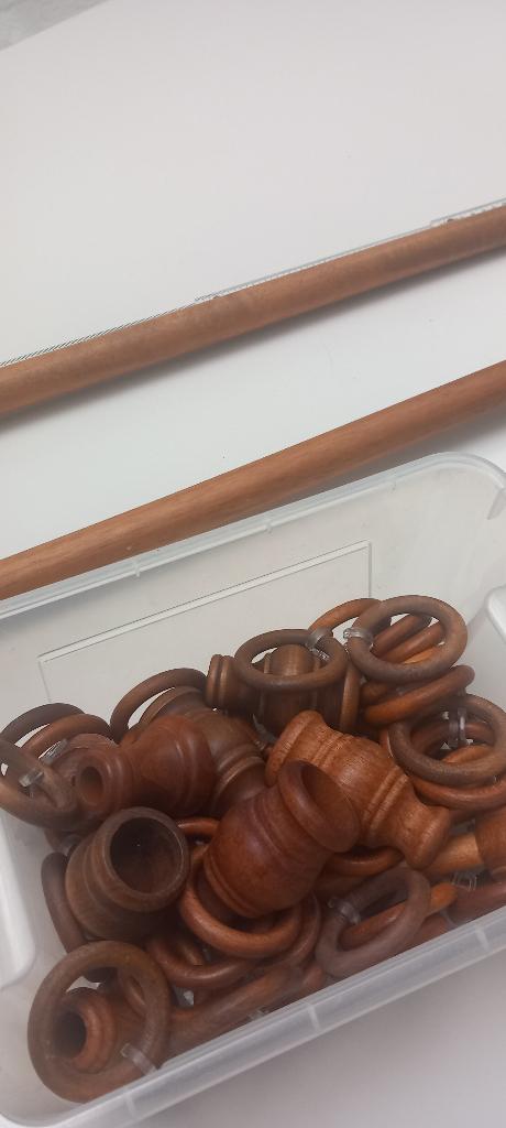 houten gordijn rail, Ophalen, Gebruikt, Bruin, Retro