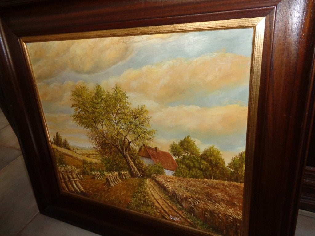 *M.Roels (1933) -Belle peinture -Inscrite à PIRON, BAS..., Antiquités & Art, Enlèvement ou Envoi, Cadre spécial, Toile