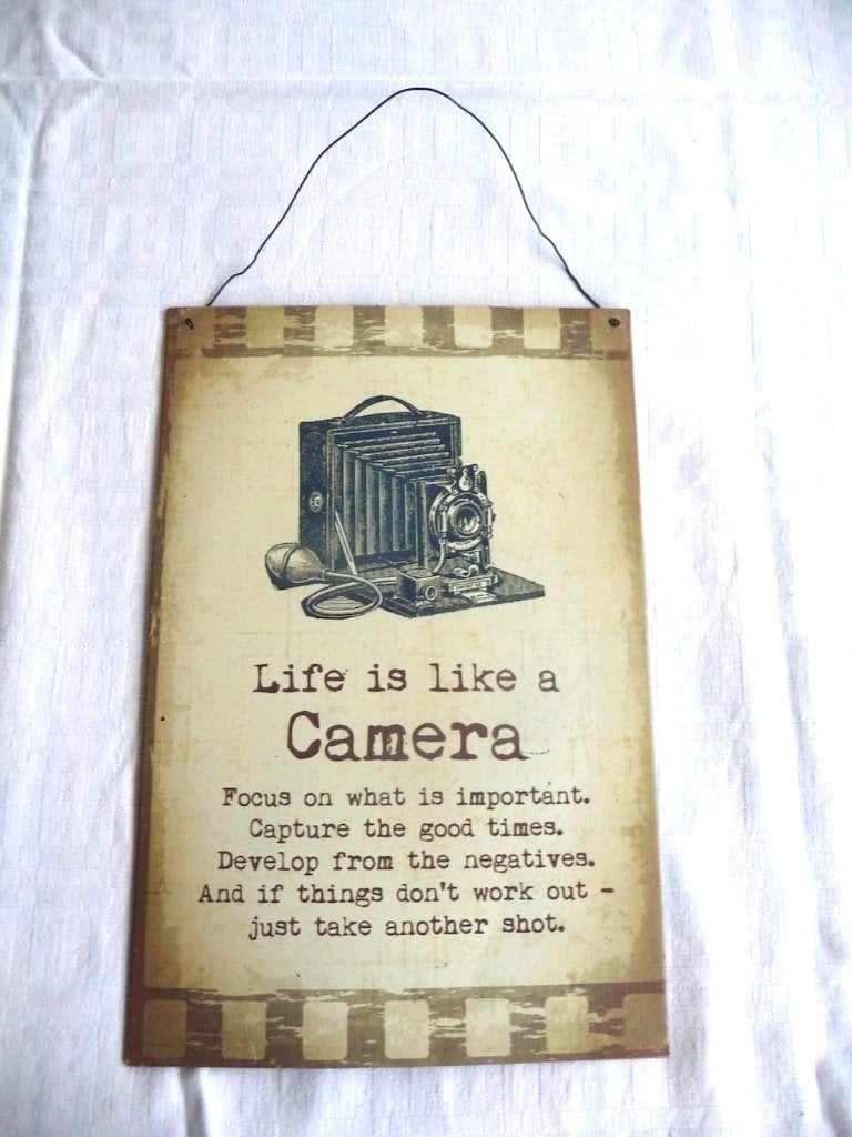 Metalen poster : Life is like a camera, Rechthoekig Staand, A4 of kleiner, Ophalen of Verzenden, Zo goed als nieuw