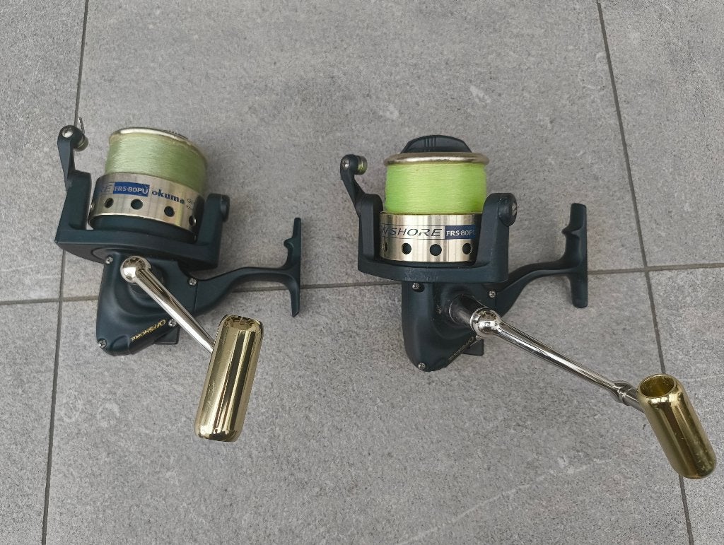 Set van 2 Okuma Offshore FRS-80PU Vismolens, Sports nautiques & Bateaux, Enlèvement, Utilisé, Moulinet