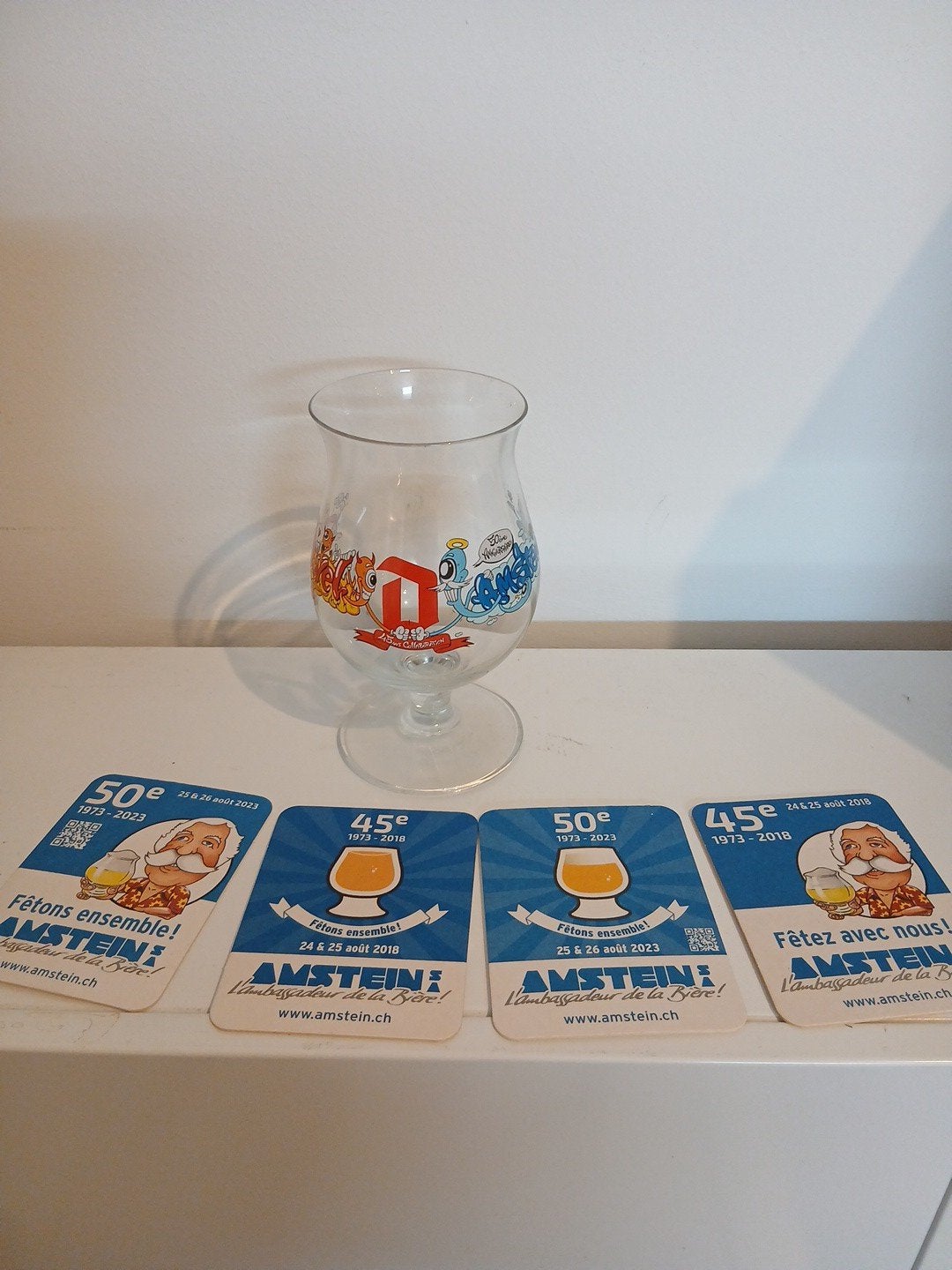 Duvel glas amstein editie 2 50 jaar 2023 met 4 bierviltjes., Enlèvement ou Envoi, Neuf, Verre ou Verres, Duvel