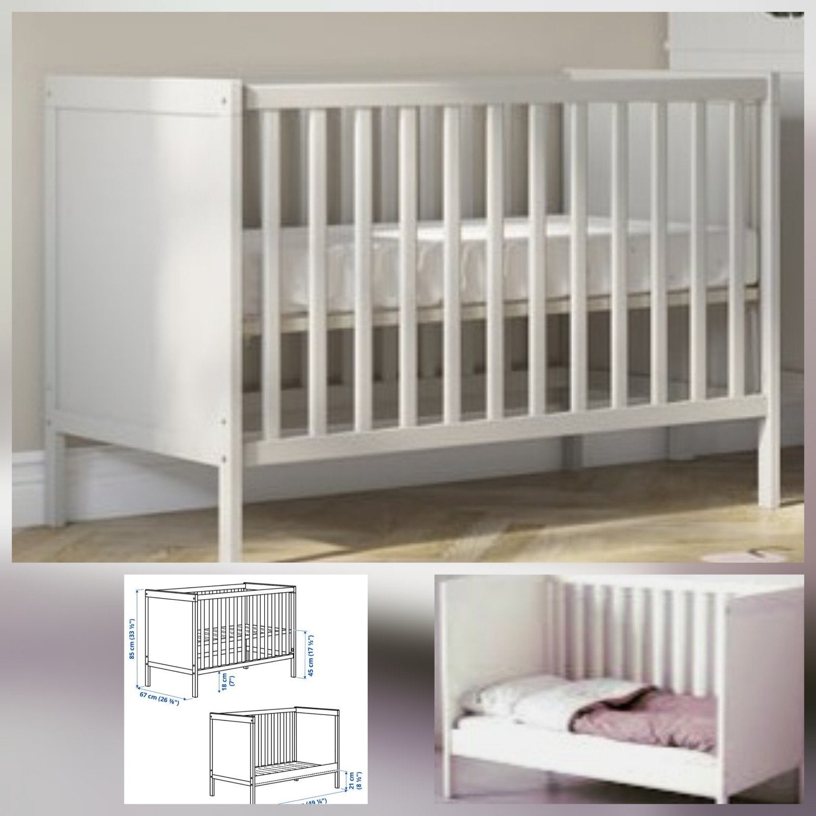 Babybedje ikea wit +Gratis matras. Als nieuw !zie info, Enlèvement