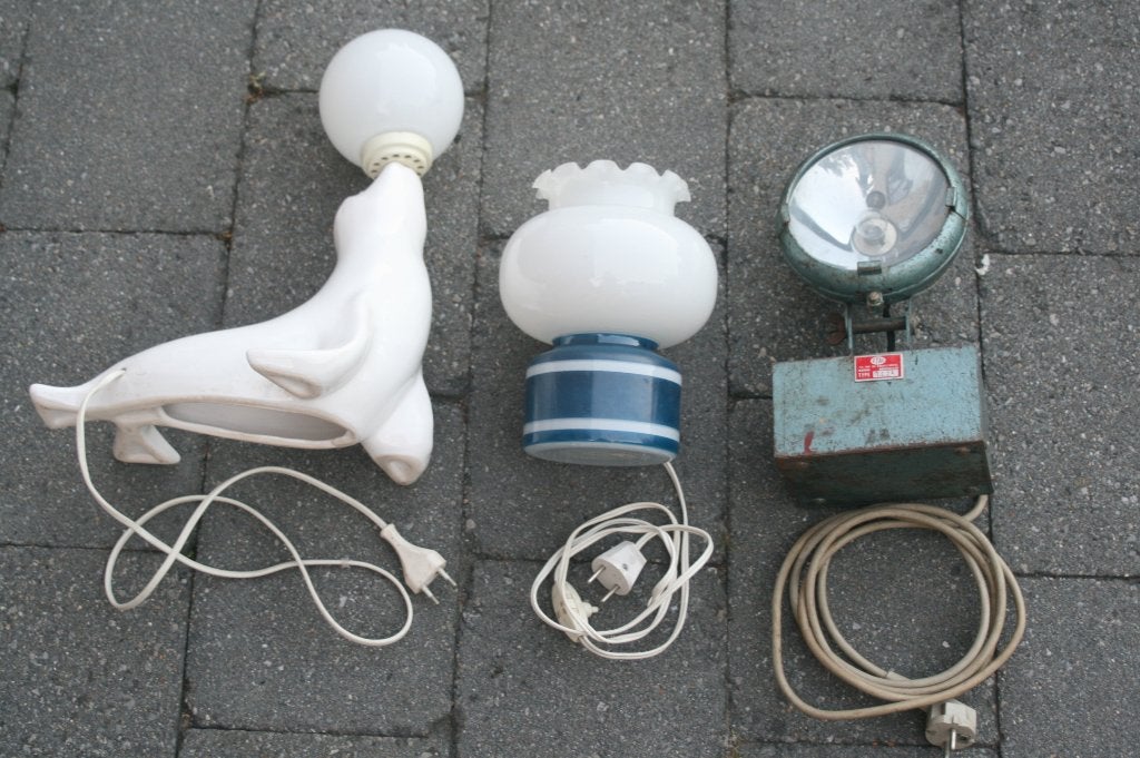 Lot vintage antieke lampen jaren 50 / 60 / 80, Antiek en Kunst, Ophalen of Verzenden
