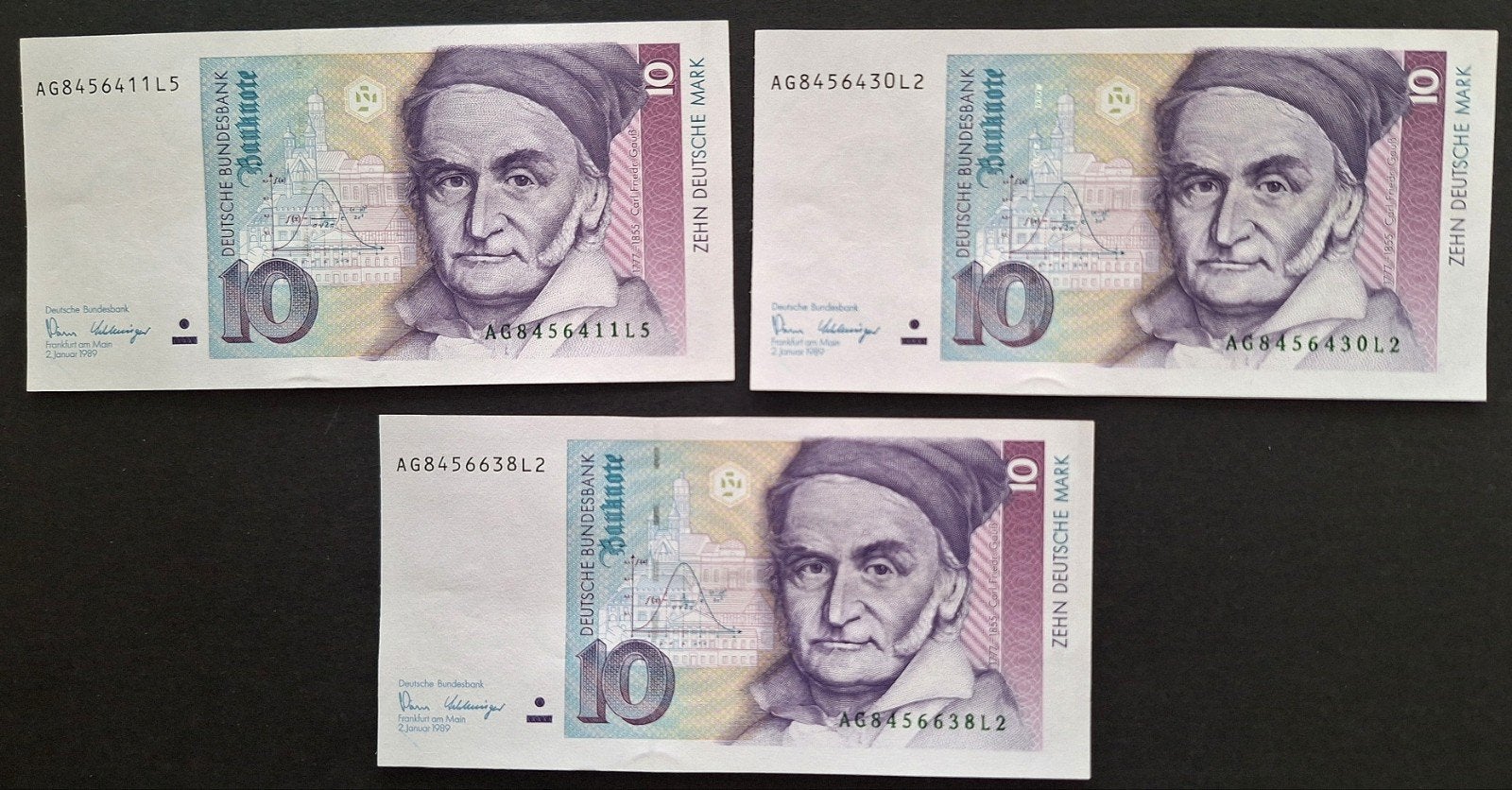 Set van 3 Duitse bankbiljetten uit 1993, negen stuks, Postzegels en Munten, Ophalen of Verzenden, Duitsland
