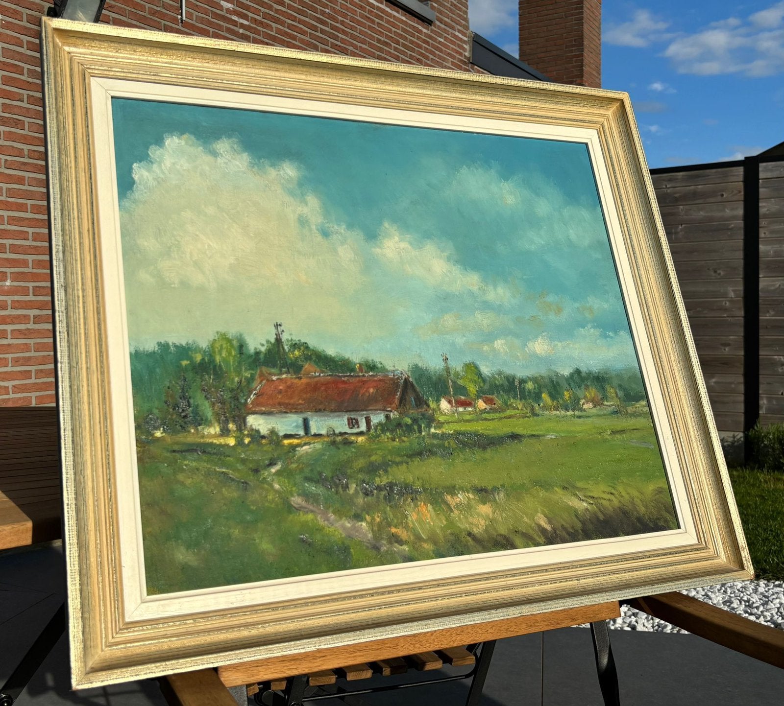 Landelijk schilderij in sierlijst - olieverf - op doek, Ophalen