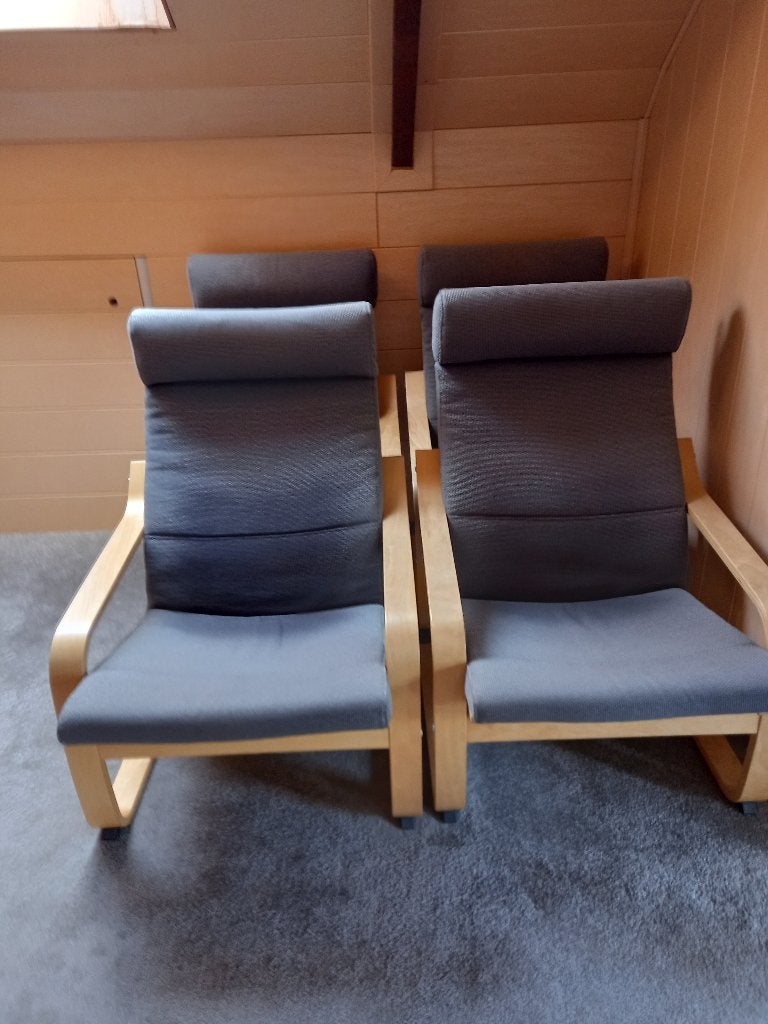 4 fauteuils ikea avec 2 repose-pieds, Maison & Meubles, Enlèvement, Utilisé, Tissus, Ikea