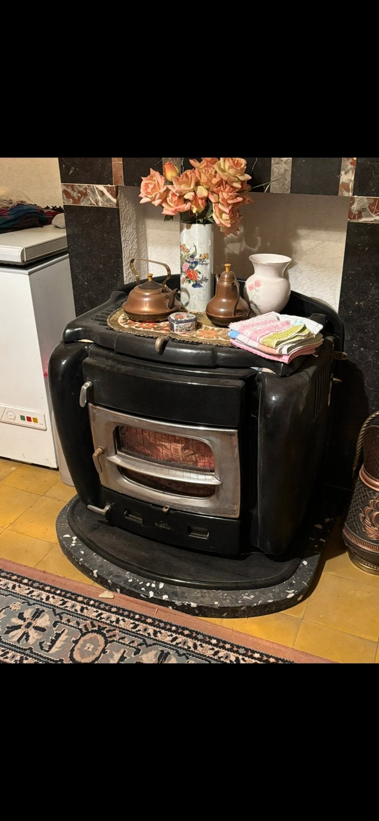 Vintage hout kolen kachel, Huis en Inrichting, Ophalen, Gebruikt, Vrijstaande haard, Overige soorten