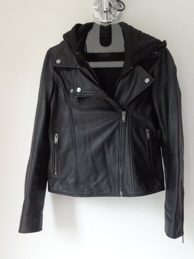 IKKS Perfecto cuir noir capuche et tête de mort XS - Nickel, Vêtements | Femmes, Comme neuf, Taille 34 (XS) ou plus petite, Manteau