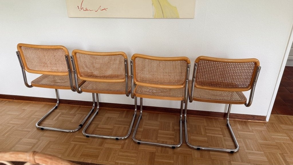 marcel breuer stoelen, Maison & Meubles, Chaises, Enlèvement, Utilisé, Quatre, Osier ou Rotin