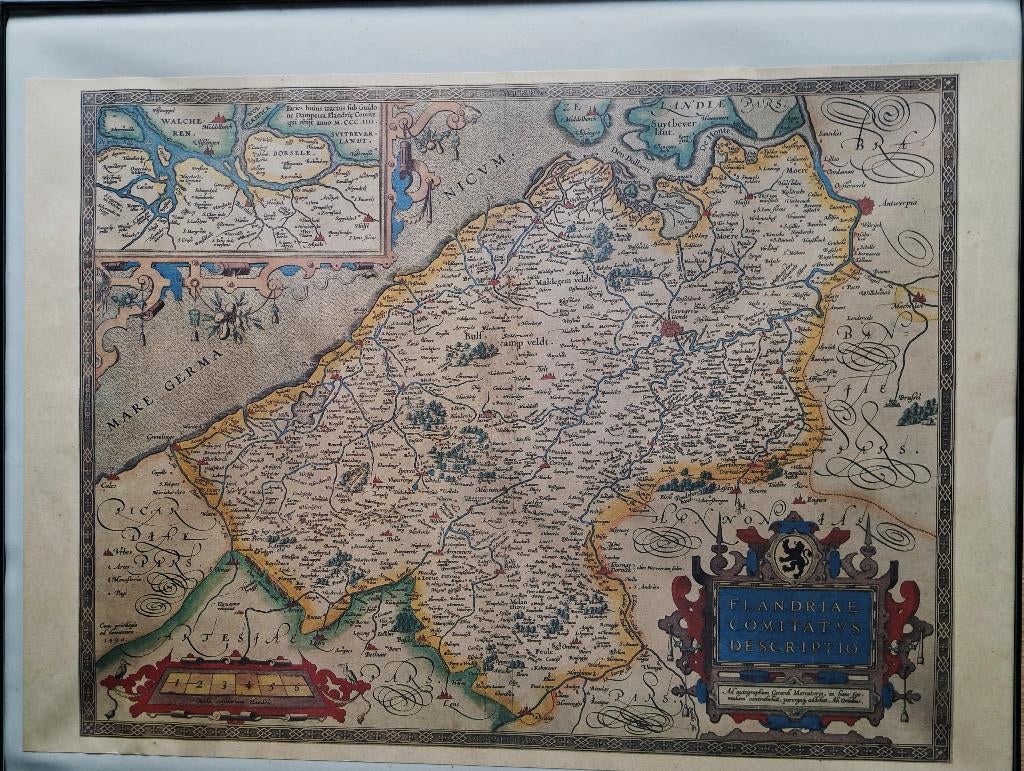 "Flandriae Comitatus Descriptio" 1592 Old- Europe- maps, Antiek en Kunst, Ophalen