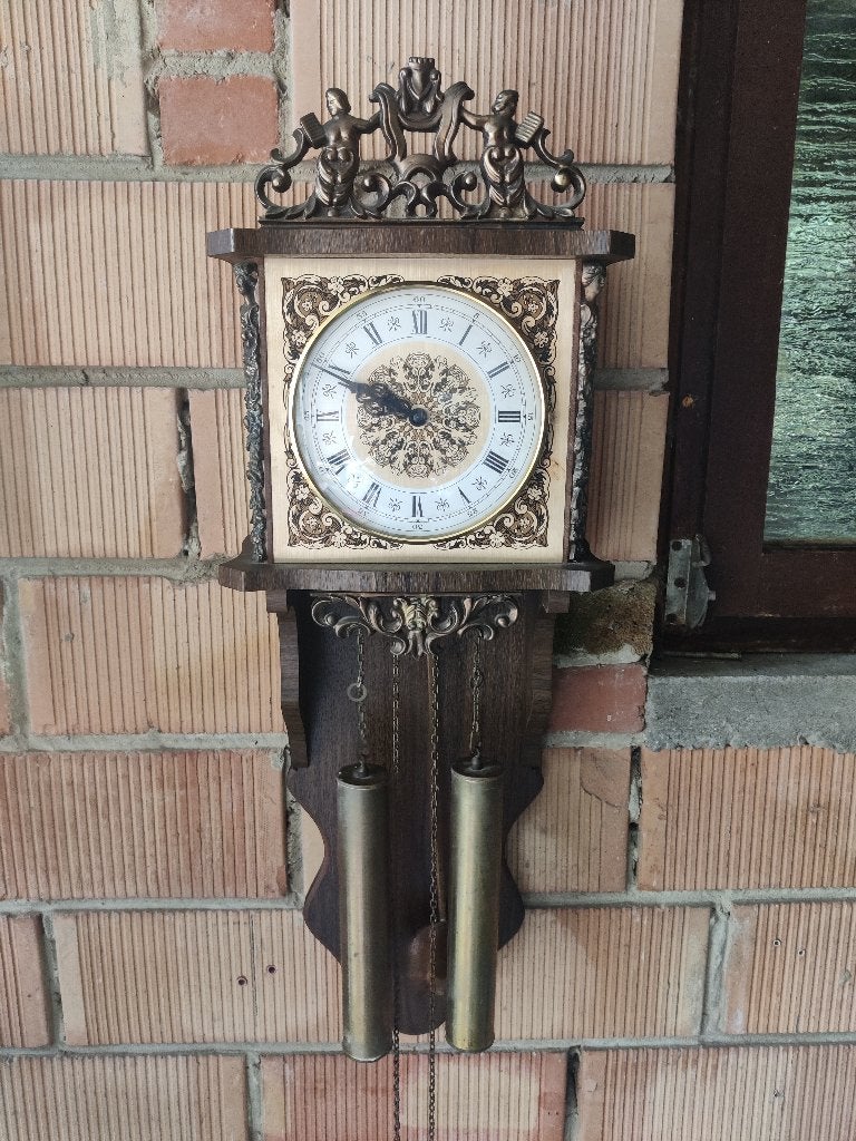 Wandklok met slinger en gewichten, Huis en Inrichting, Ophalen, Analoog, Met gewichten, Wandklok