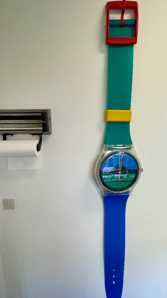 Originele Swatch Maxi Nautilus (referentie 507-103 / MGK103), Ophalen, Wandklok, Vintage, Analoog