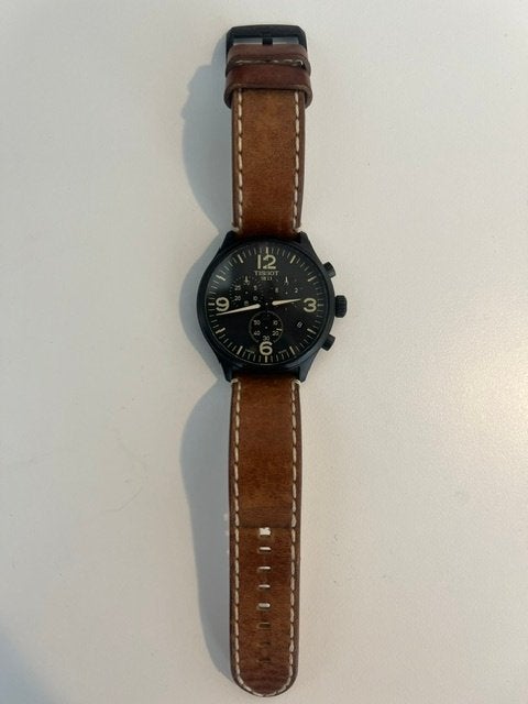 Horloge - Tissot Chrono XL – Swiss Made Chronograaf, Overige merken, Leer, Polshorloge, Ophalen of Verzenden