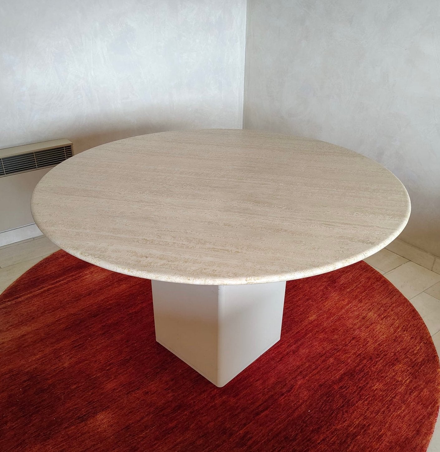 Table à manger en travertin, 50 – 75, Rond, Comme neuf, 100 à 150 cm