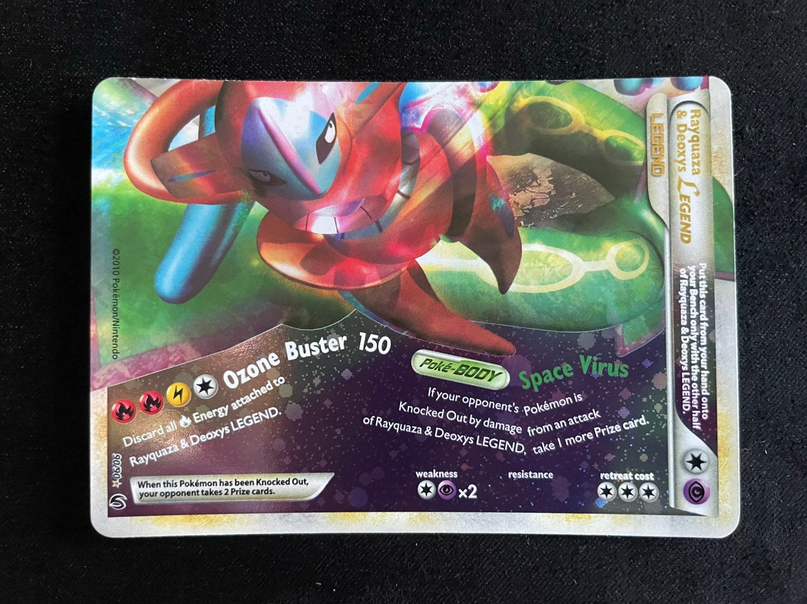 HGSS Rayquaza & Deoxys bottom half, Ophalen of Verzenden, Zo goed als nieuw, Losse kaart, Foil