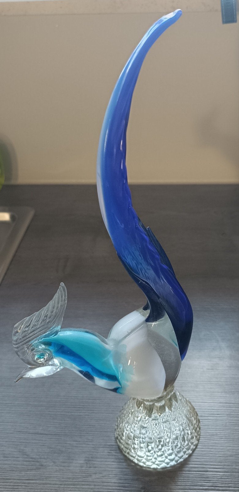Prachtige glazen siervogel – 38 cm – blauw/turquoise, Ophalen, Blauw, Glas