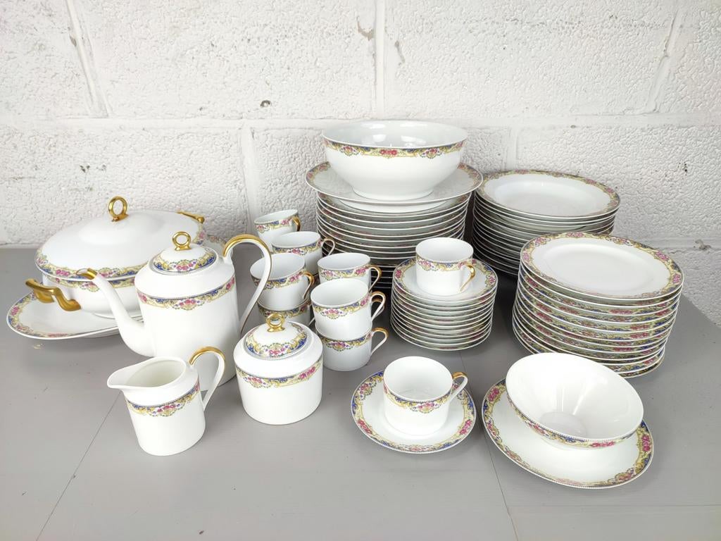Limoges eet en koffie servies 12pers, Antiquités & Art, Antiquités | Services (vaisselle) complet, Enlèvement
